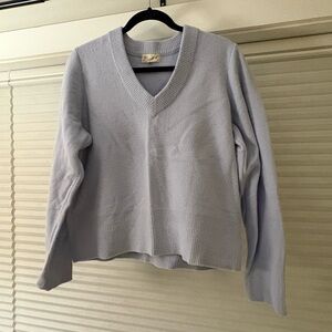 Marled Soft Blue V-Neck Sweater